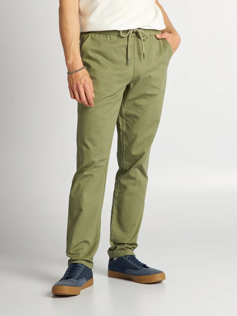 Pantalon chino à ceinture élastiquée Vert