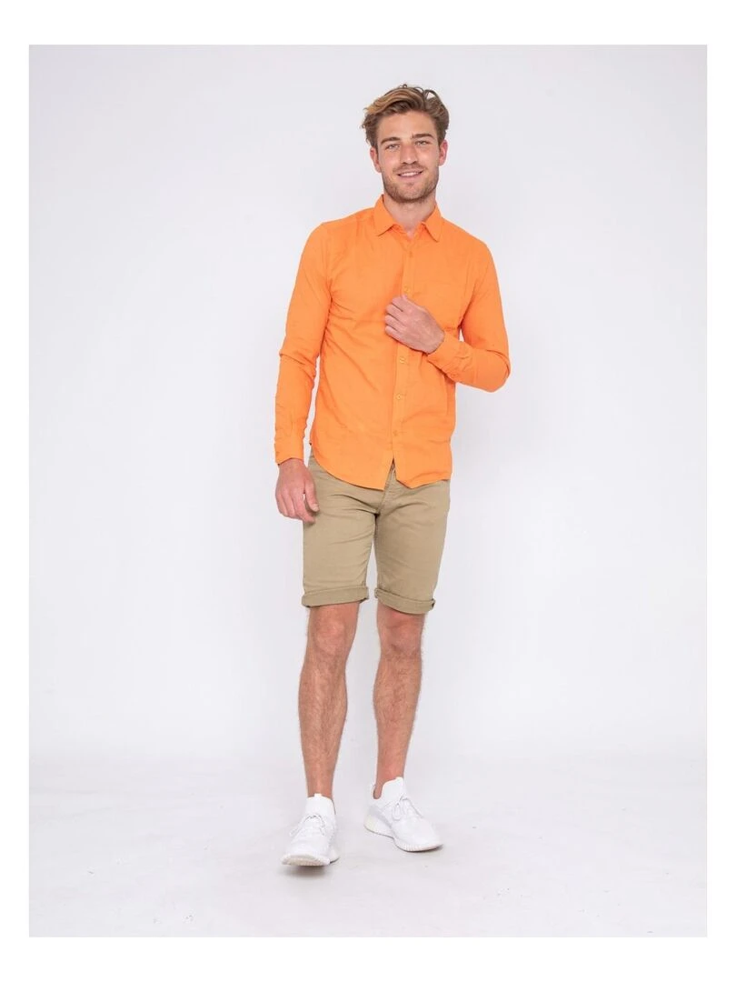 Chemise manches longues lin et coton DALICOT   Orange