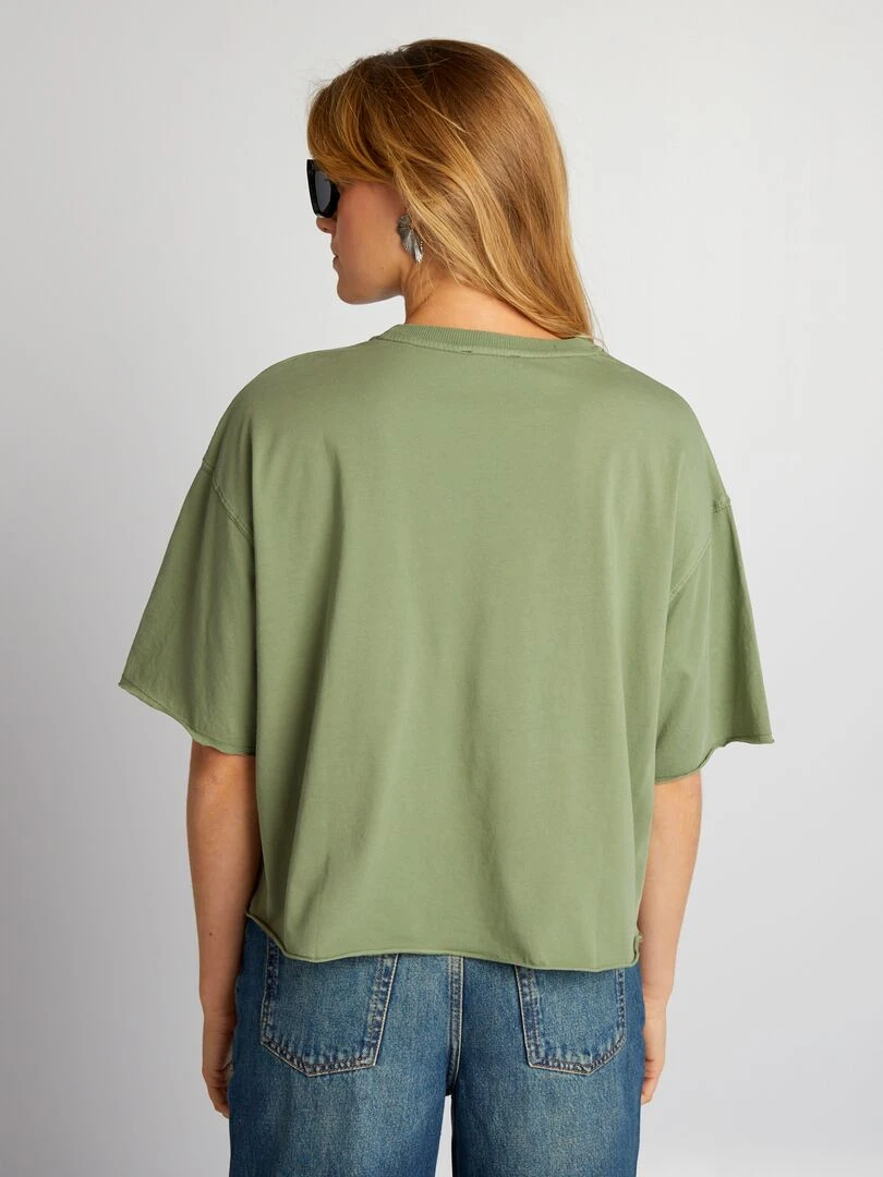 T shirt en coton avec emmanchures descendues   vert