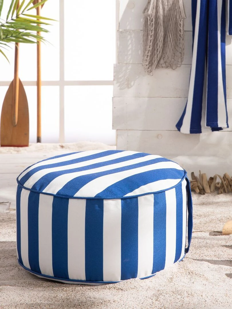 Pouf gonflable à rayures bleu