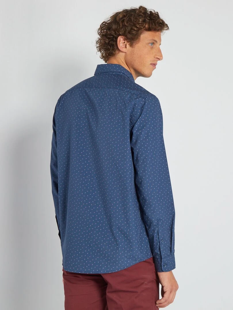 Chemise fantaisie à coupe droite   Bleu