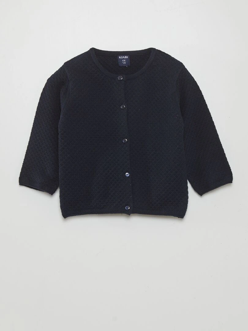 Gilet en point mousse Bleu