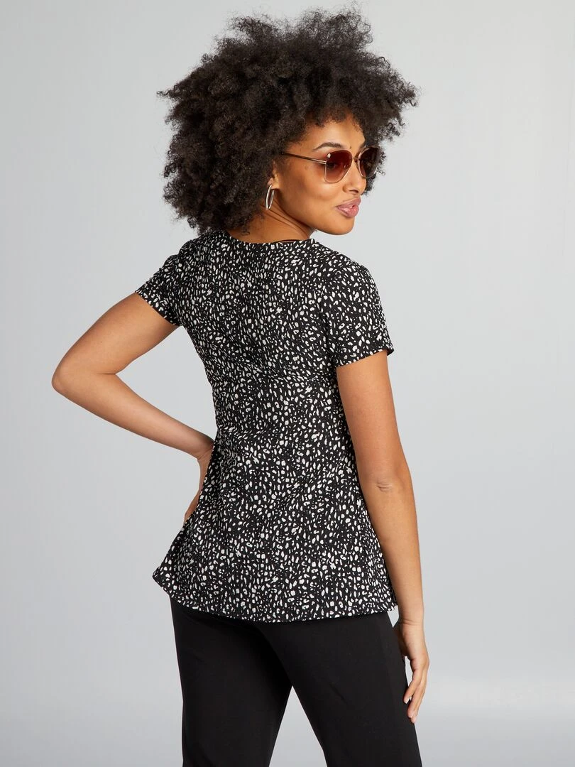 T shirt gaufré d'allaitement   Noir