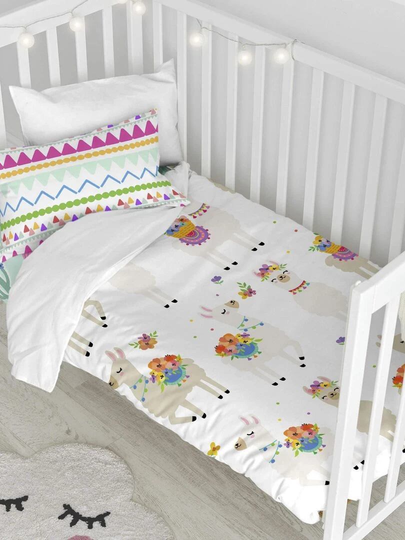 Parure housse de couette 2 pièces Cute llamas Lit Bébé "Happyfriday" Multicolore