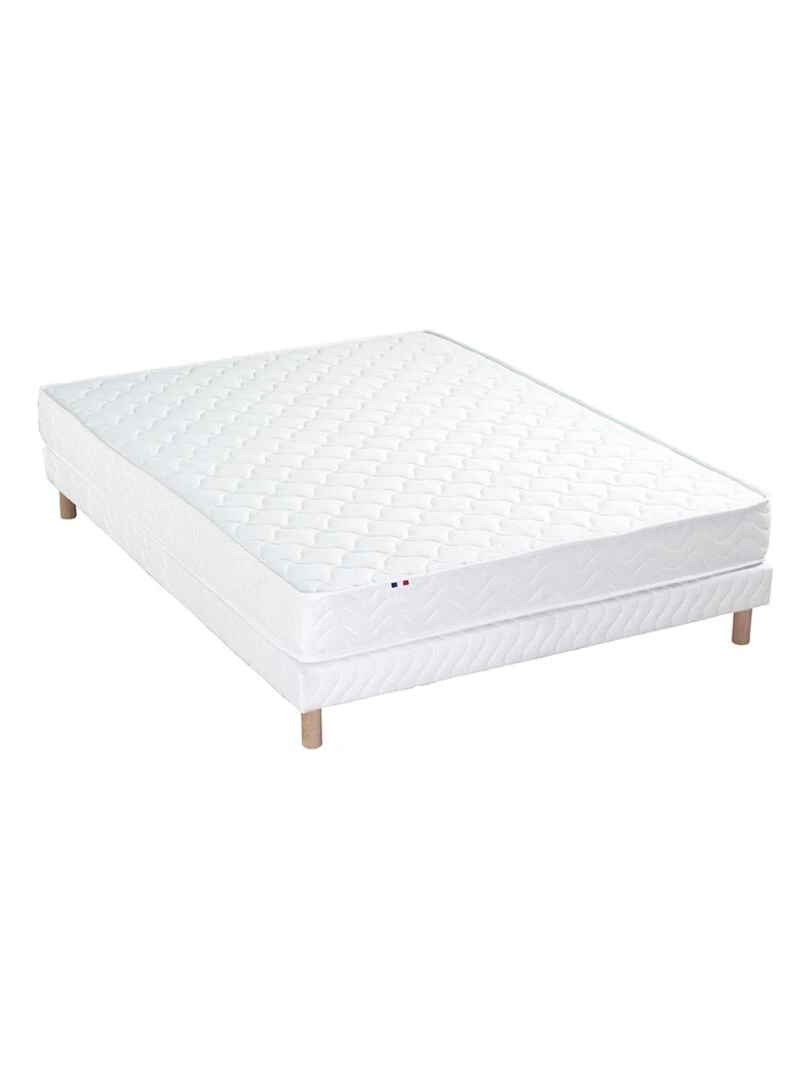 Ensemble Matelas accueil Latex 3 zones INITIAL Bi Confort Mousse & Latex + Sommier Sommier Blanc Blanc