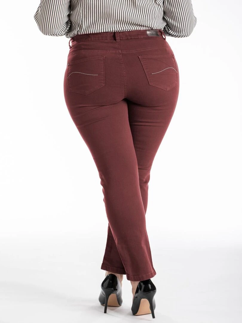 Jeans regular stretch twill de couleur OBR11 'OBER'   Rouge bordeaux