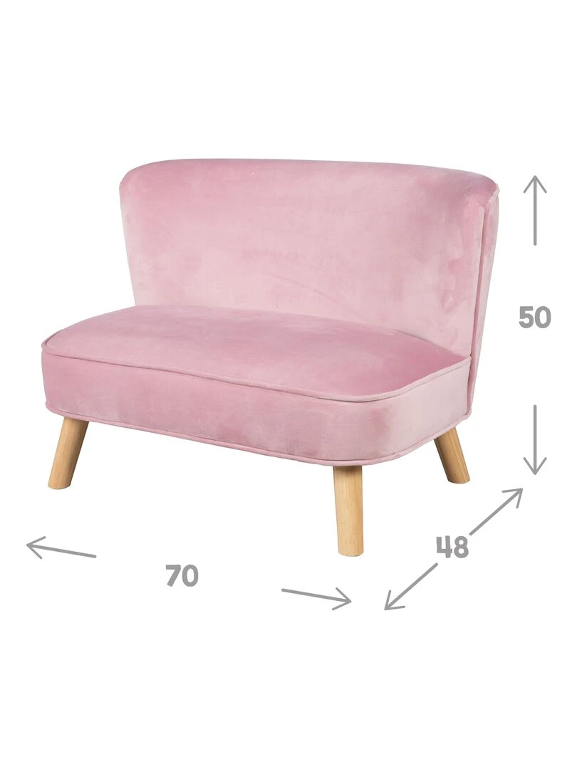 ROBA Canapé Enfant en Velours "Lil Sofa" Scandinave   2 Places   Feuteuil Rétro Confortable   Rose   Rose