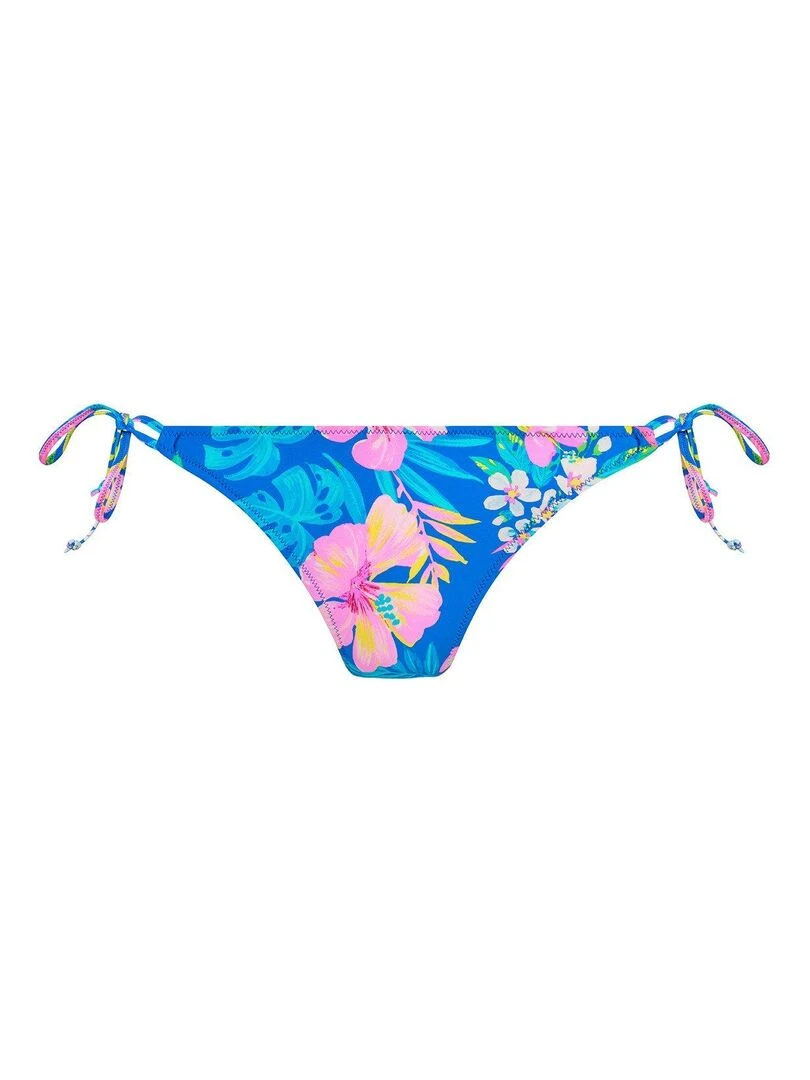 Bas de maillot à nouettes imprimé floral Hot Tropics   Bleu
