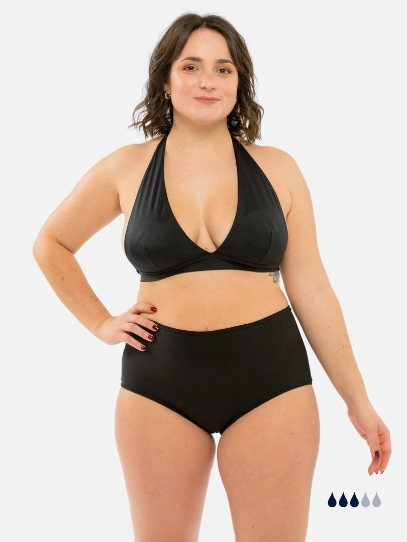 Bas de maillot de bain Menstruel taille haute   Flux Moyen    Naya   Noir
