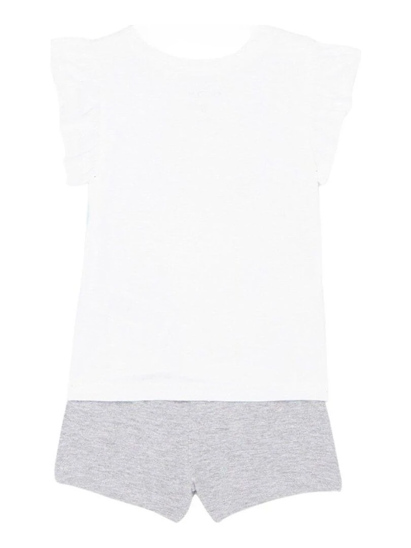 Disney Ensemble T shirt short fille Imprimé La Reine Des Neiges Blanc