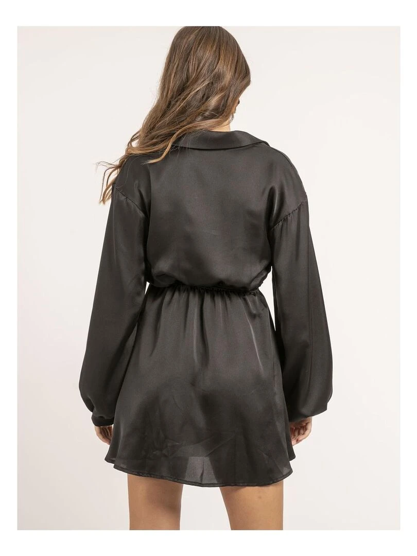 Robe chemise courte satin IVERSE Noir