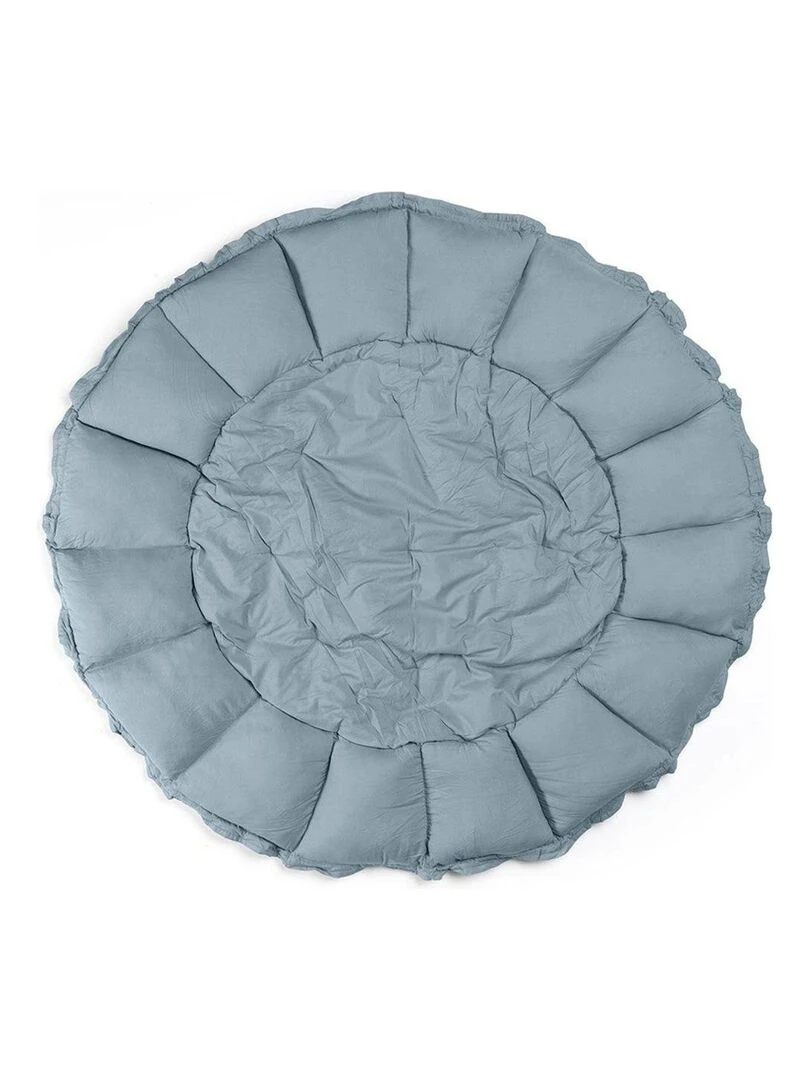 Tapis de jeu 3 en 1 en coton bio Bloom bleu Bleu