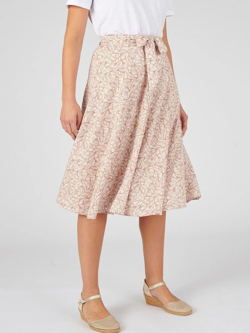 Jupe imprimée tissu fluide Damart Beige