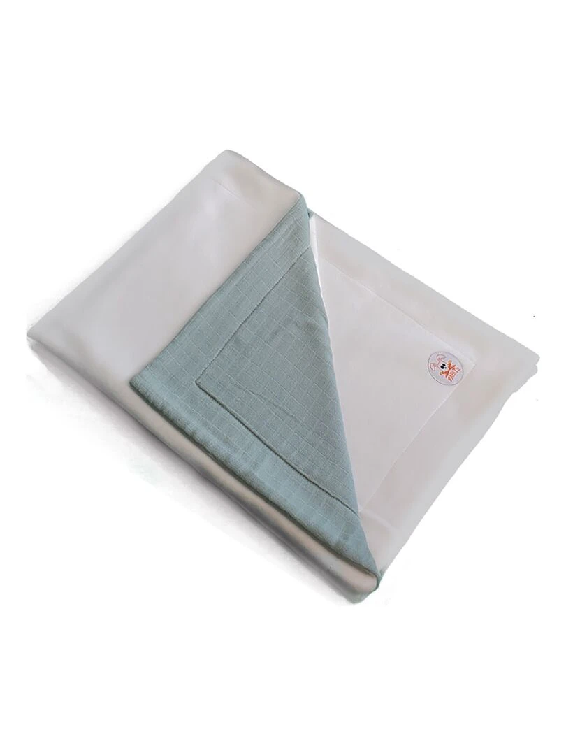Couverture en Coton Bio Rex Blanc et Vert   Vert