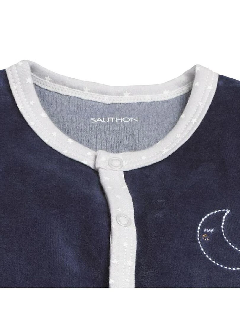 Pyjama bébé à manches longues en velours SAUTHON Bleu