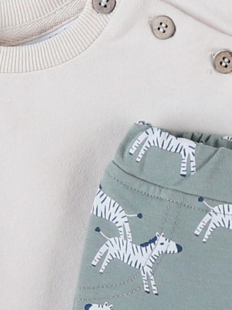 Set sweatshirt zèbre + jogging  vanille/eucalyptus   Noukie's   Beige
