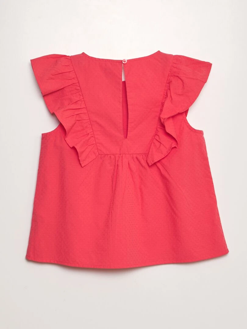 Blouse volantée avec broderies 'fruits'   ROUGE