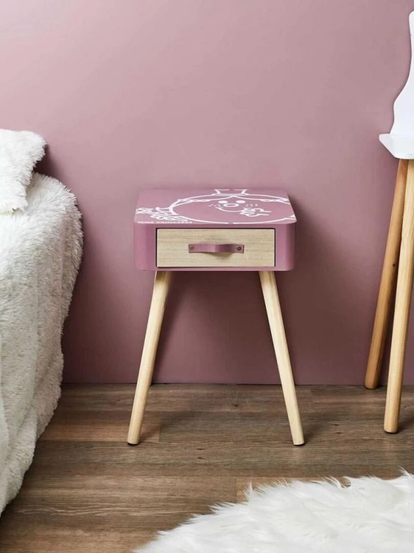 Table de chevet 1 tiroir Madame Princesse   Rose