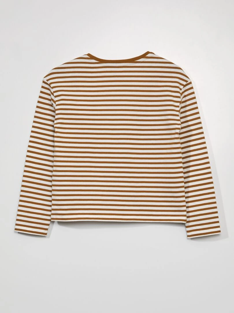T shirt à manches longues imprimé à 'rayures'   Marron