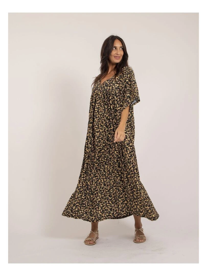 Robe longue motifs IVRY   Noir