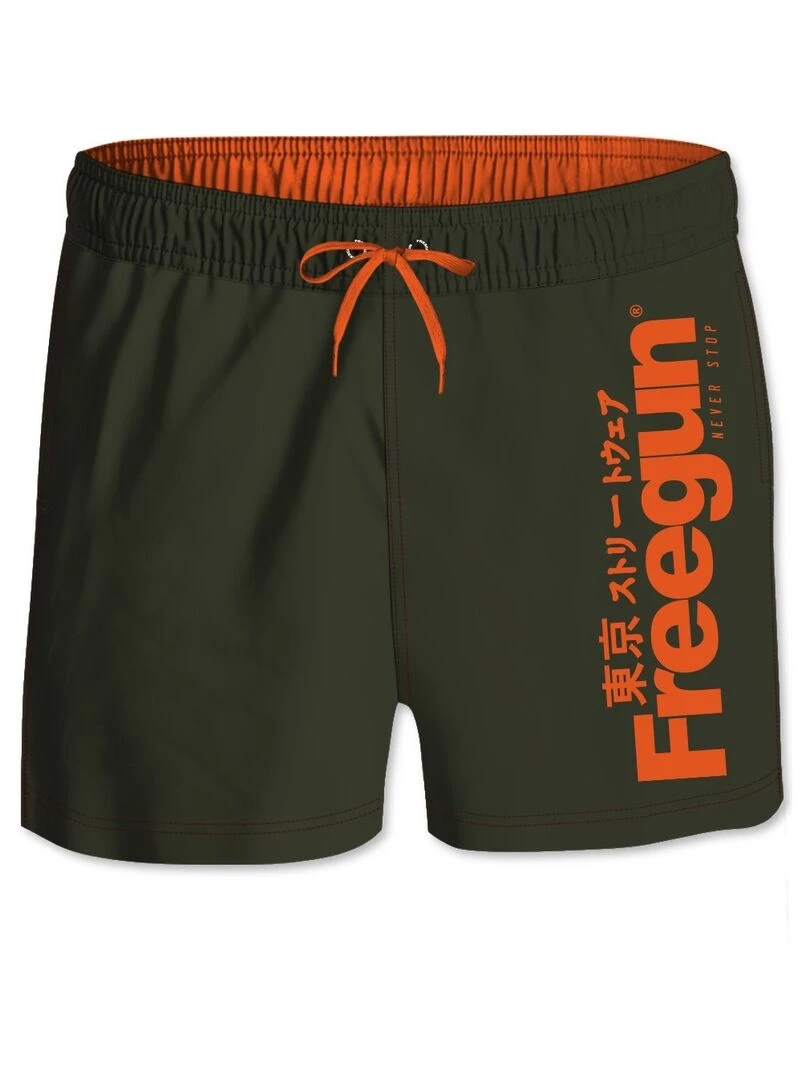 Boardshort Court garçon ceinture élastique Logo Freegun Vert