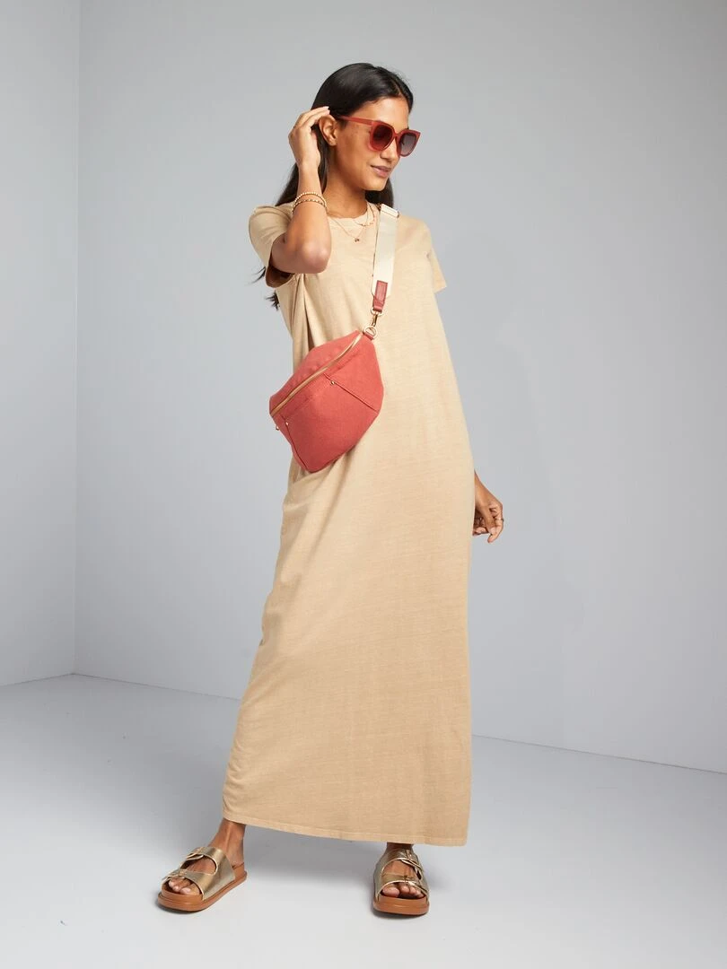 Robe T shirt maxi Beige