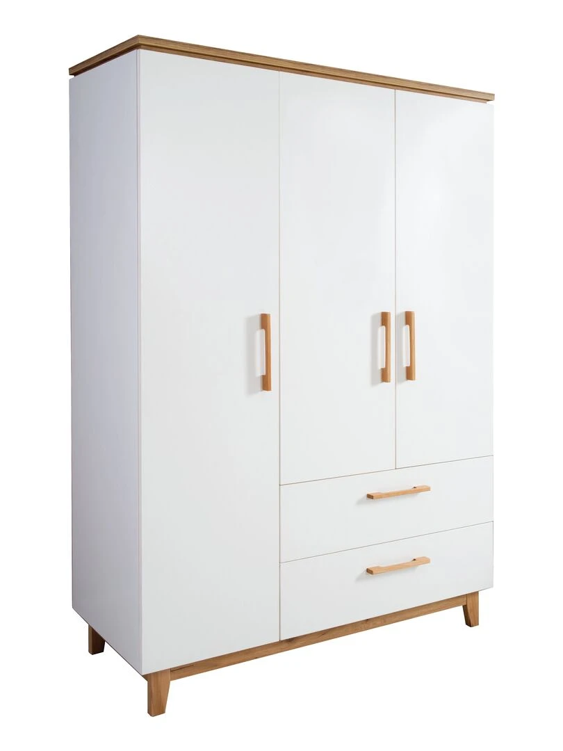 ROBA Armoire "Finn" 3 portes et 2 tiroirs – blanc Blanc