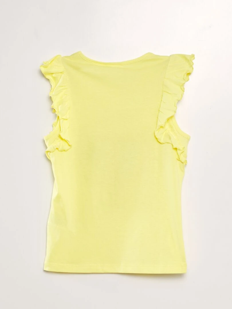 T shirt fantaisie à paillettes 'Lol'   Jaune