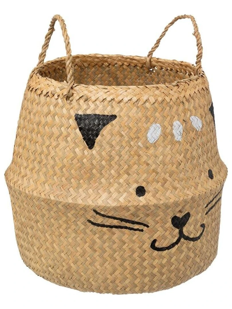 Panier pliable en roseau Chat D35 Beige