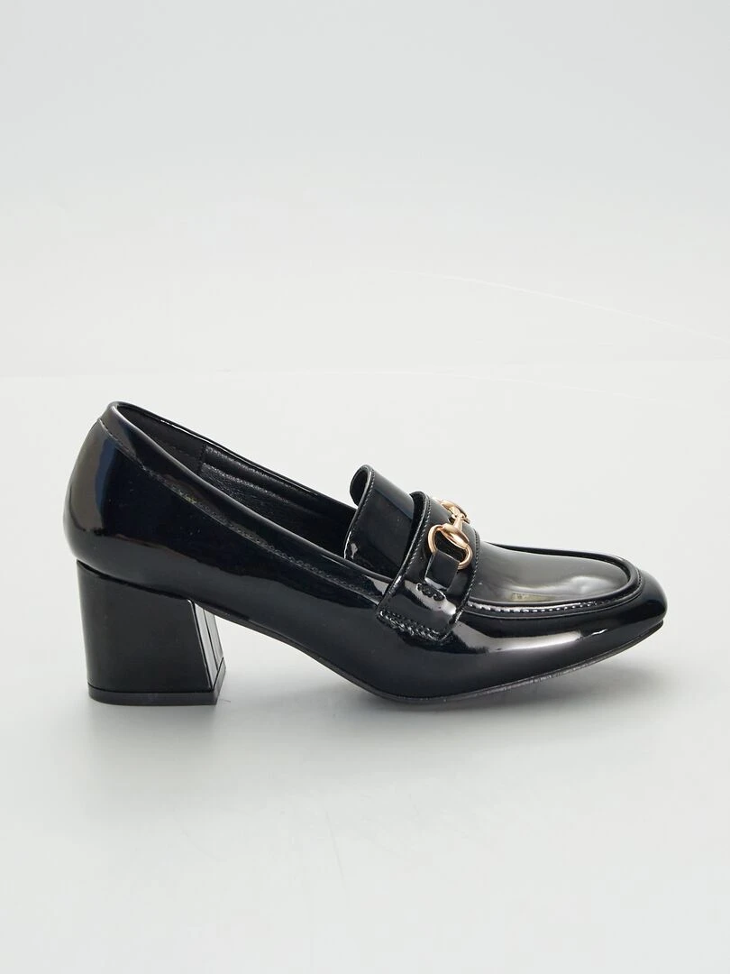 Mocassins à talons en vernis Noir