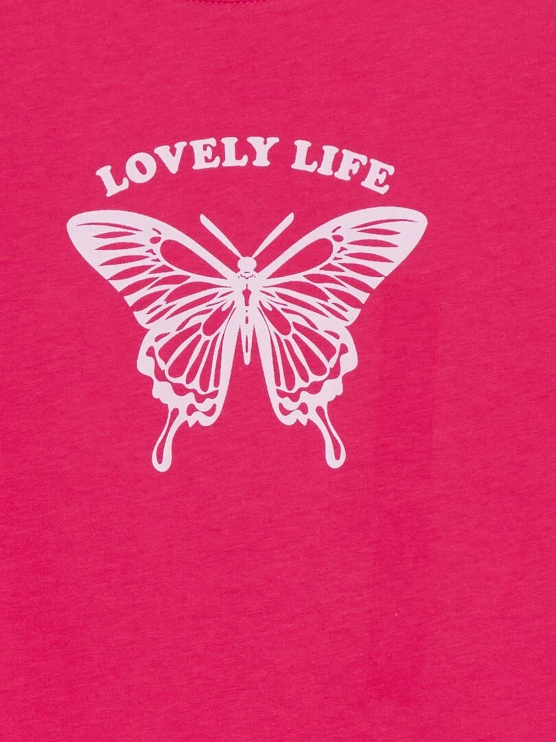 T shirt imprimé manches courtes Rose foncé