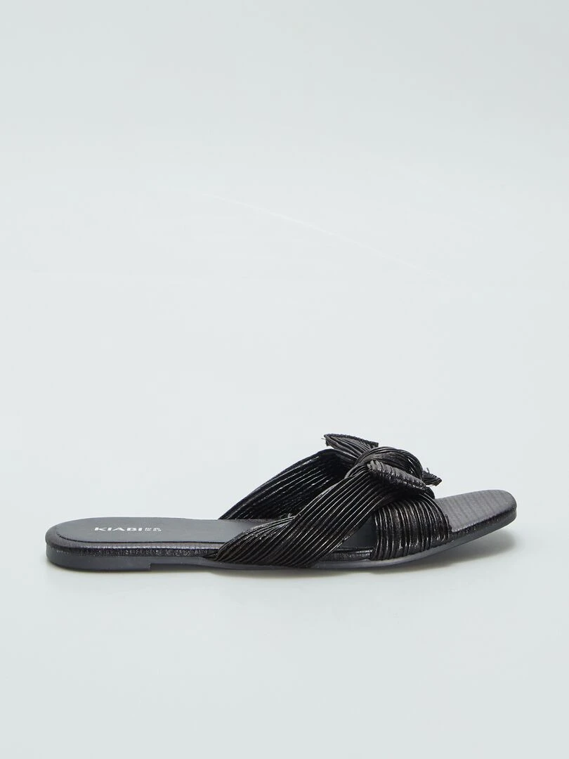 Mules avec nœud en satin Noir