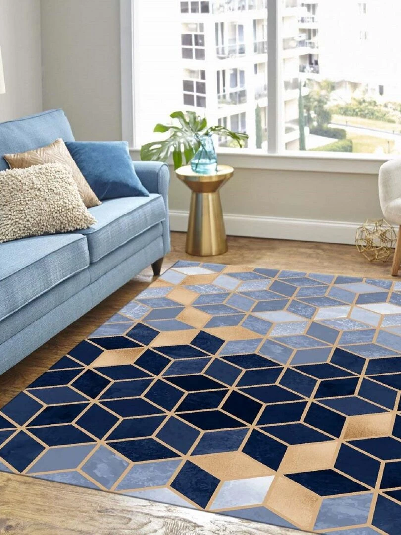 Tapis LUXE Doré  Bleu   Bleu