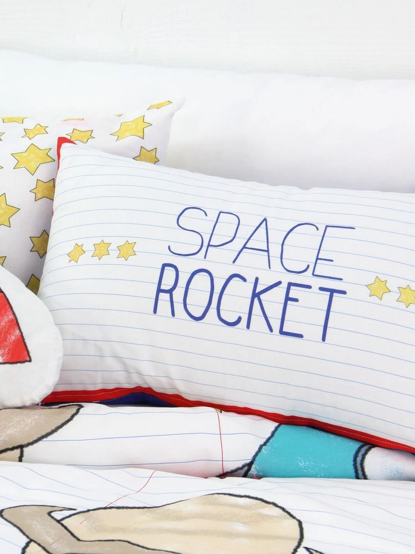 Housse de coussin Space rocket "Happyfriday" Blanc