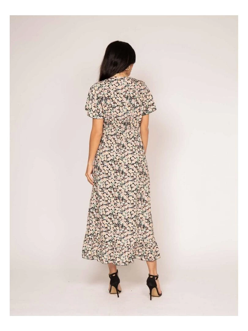 Robe longue portefeuille motifs IDOLE Vert