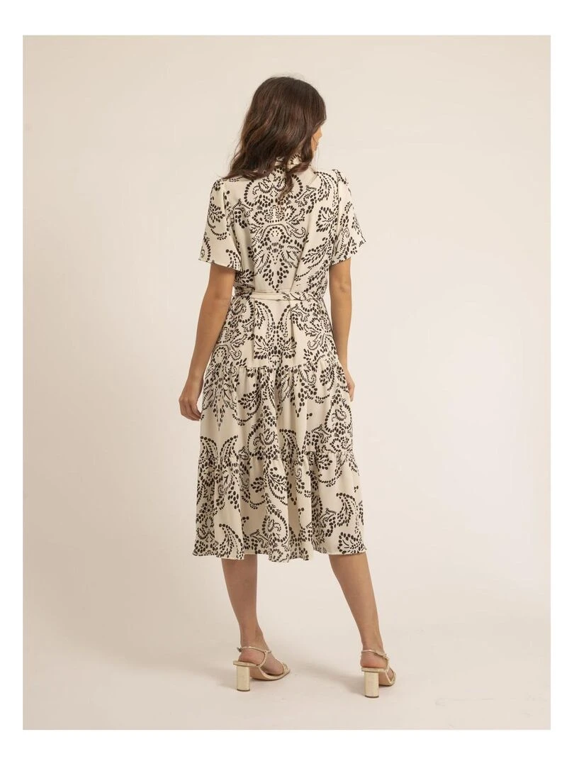 Robe mi longue motifs IONELA Blanc