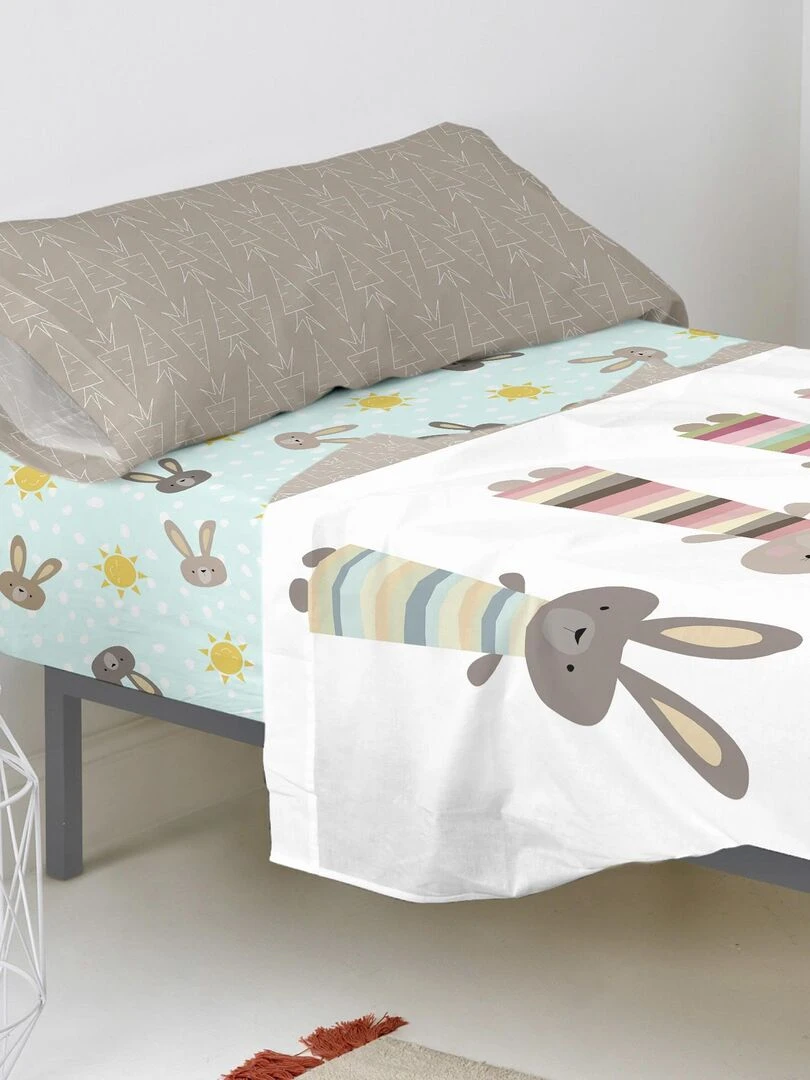 Drap housse Rabbit family "Happyfriday"   Multicolore