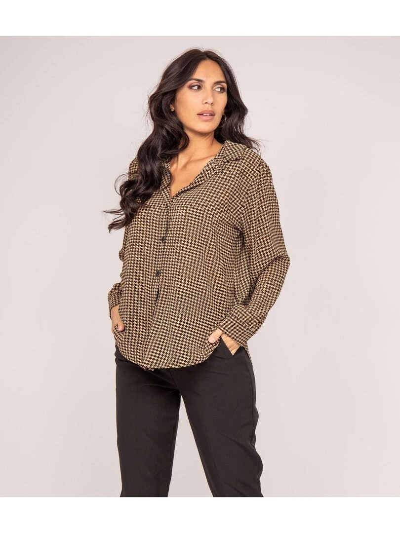 Chemise motifs ORIS Beige