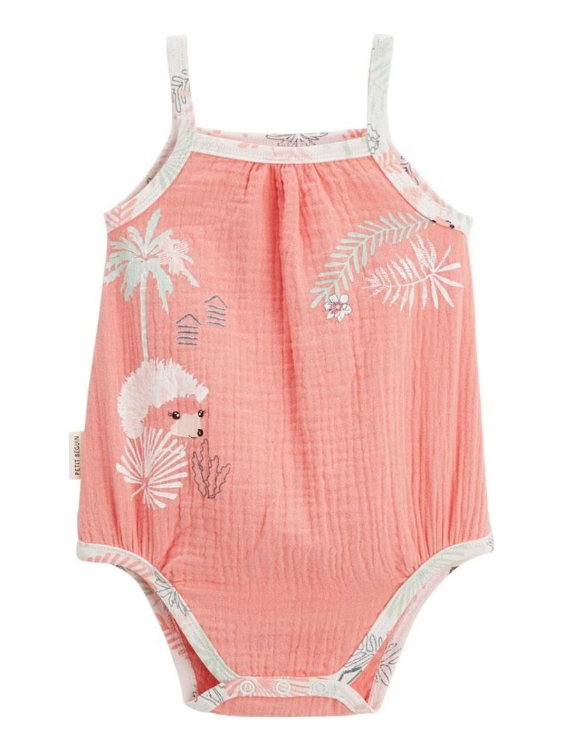 Lot de 2 bodies bébé à bretelles Cilaos Orange corail