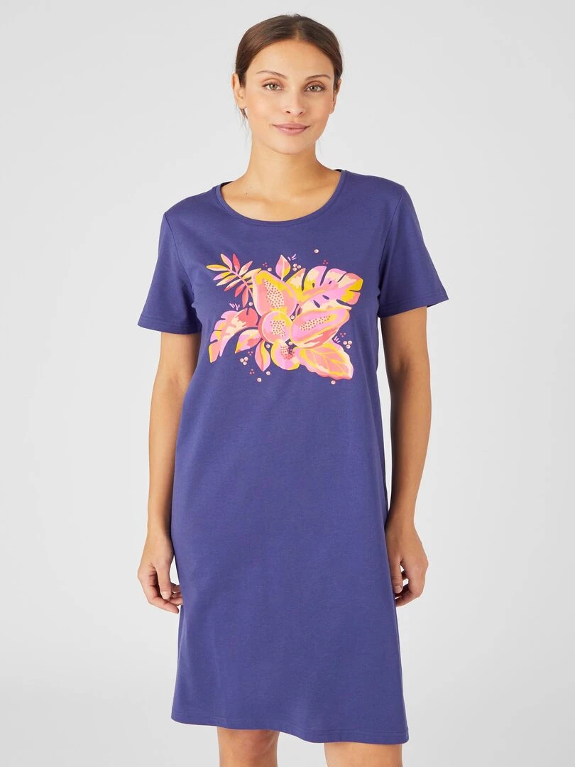 Chemise de nuit maille jersey Damart Bleu nuit