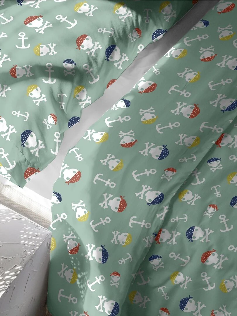 Parure housse de couette 2 pièces Pirate life (D) "Happyfriday" Blanc