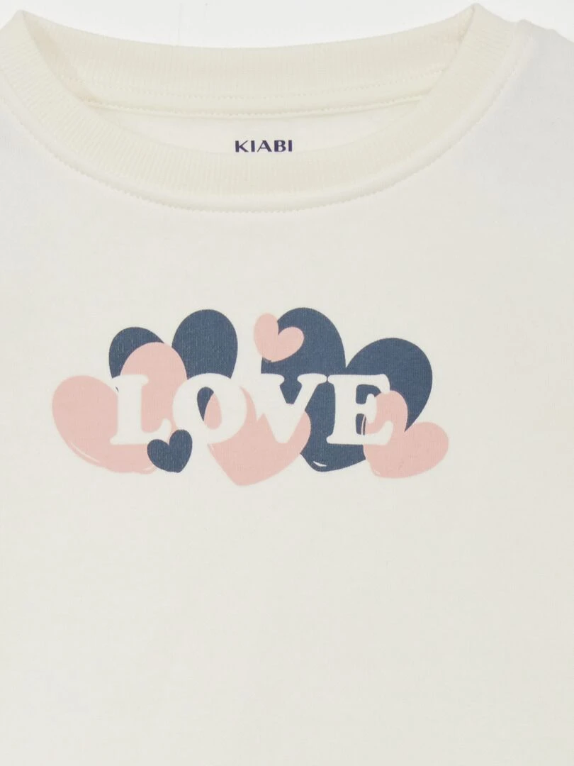 Sweat en molleton imprimé fantaisie Blanc