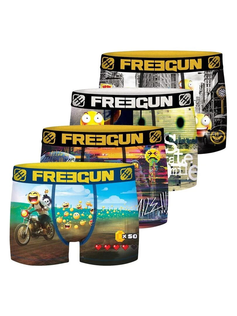 Lot de 4 Boxers garçon Emotik Freegun Jaune