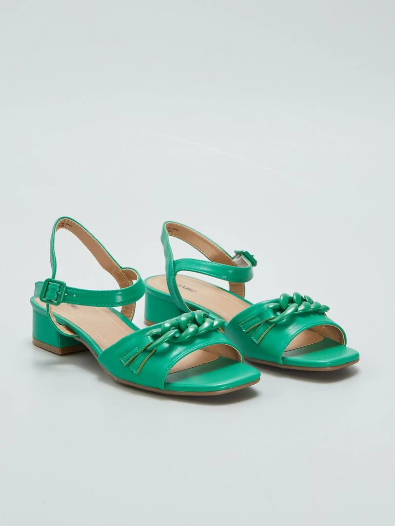 Sandales à talon Vert