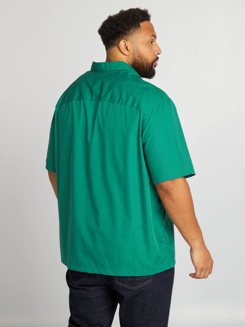 Chemise en popeline manches courtes   Vert
