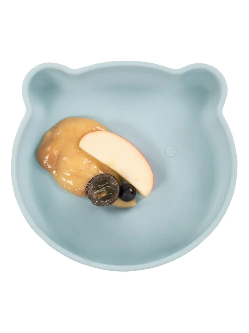 Assiette ventouse ourson bleu Bleu