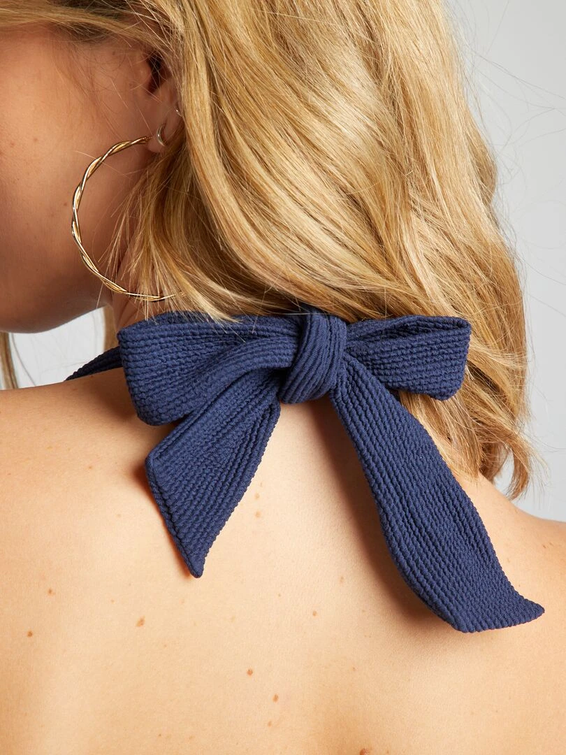 Haut de maillot de bain en maille gaufrée   Bleu marine