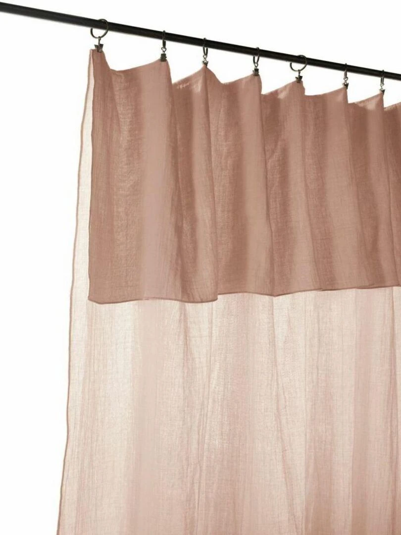 Rideau Ajustable 140x300 cm Gaze de Coton Rose