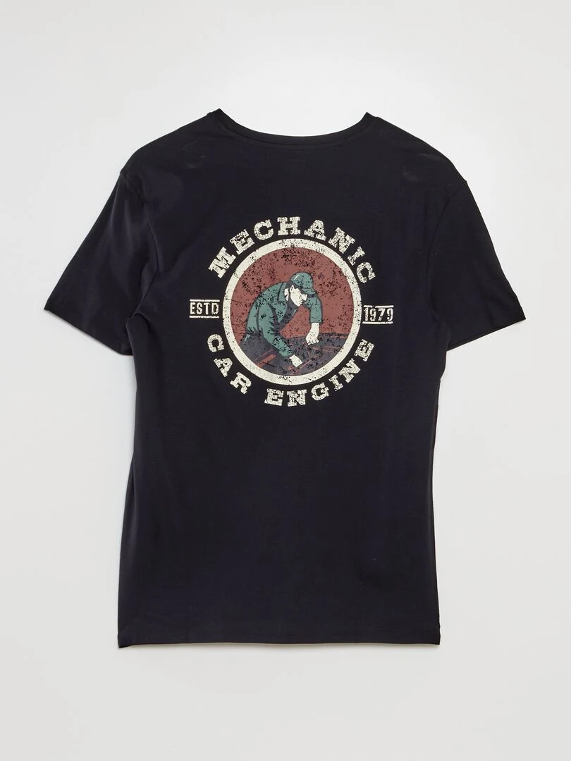 Tee shirt avec imprimé dos Noir
