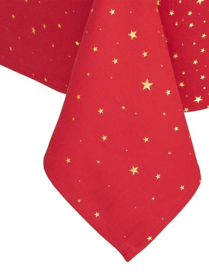 Nappe 140x240 cm Etoiles rouge et or coton   Rouge